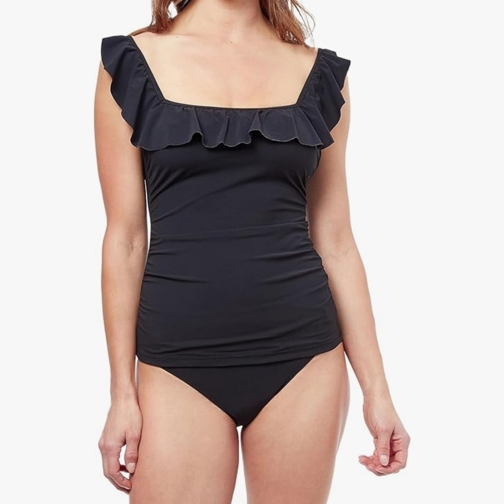 Chic Black Ruffle Takini Top NWT